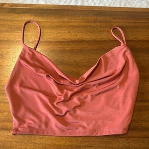 Blue Blush Open-back Cropped Tank - Rose colored